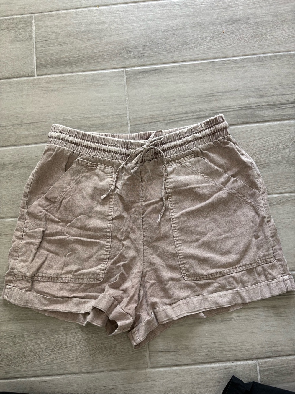 Universal Thread High-Rise Linen Pull-On Shorts, Brown, Medium